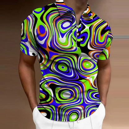 3D Graphic Quarter Zip Polo