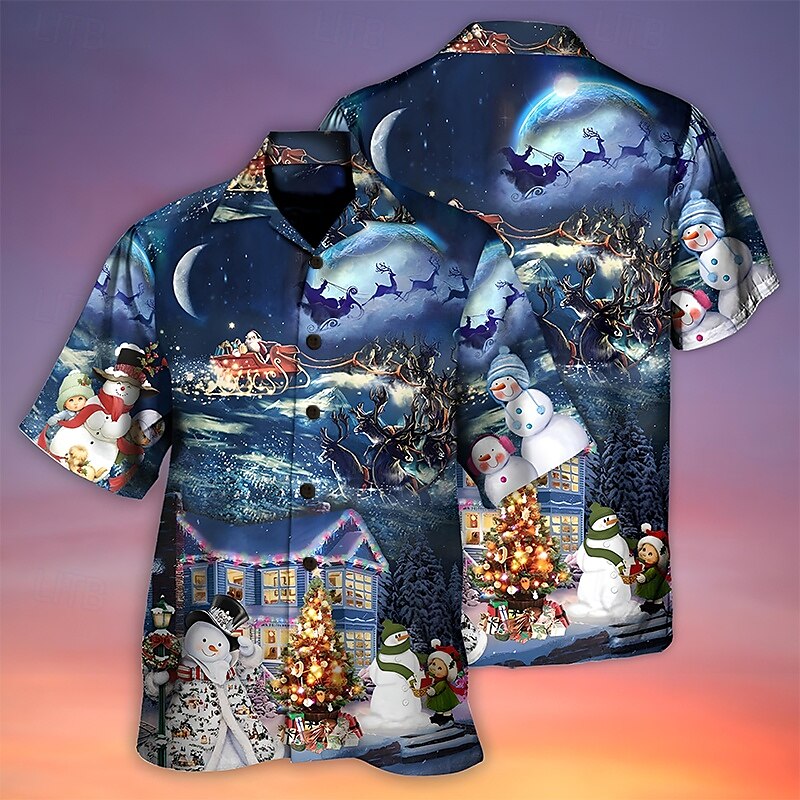 Camisetas estampadas con escenas navideñas y gráfico de Papá Noel