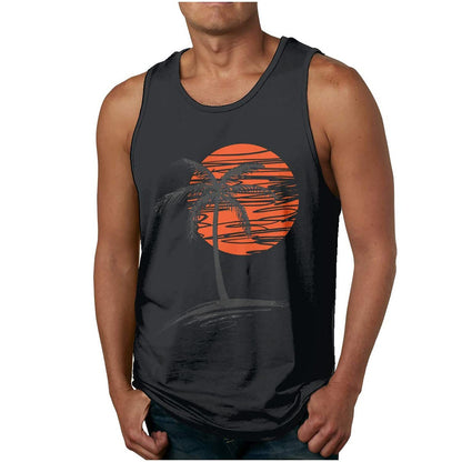Coconut Tree V-Neck Tank Top