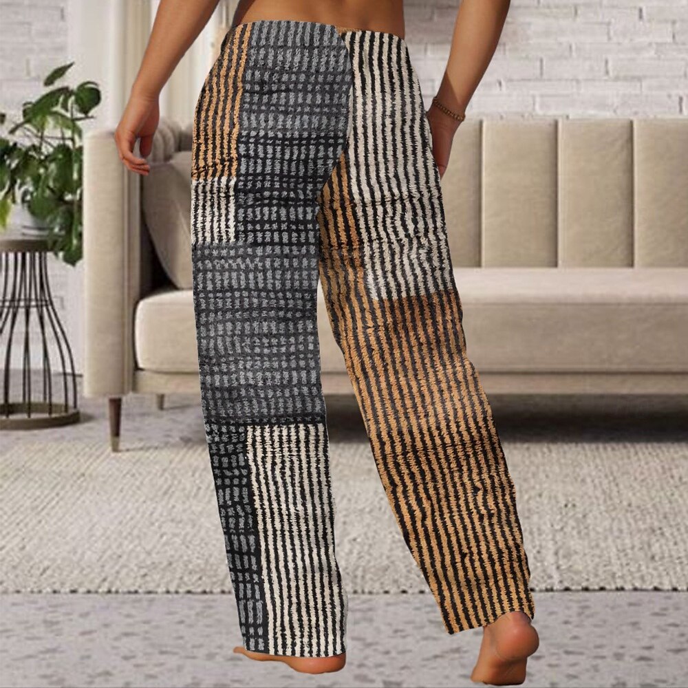 Color Block Patchwork Trousers Drawstring Pants