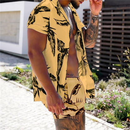Tropical Leaf Hawaiian Shirt Set