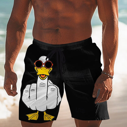 Animal Duck Funny gestures Swimming Shorts