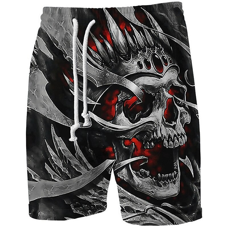 Graphic Skull Sweat Shorts