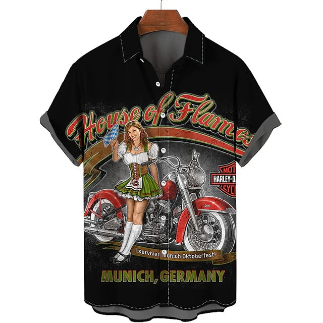 Letter Motorcycle Pin Up Girl Shirt