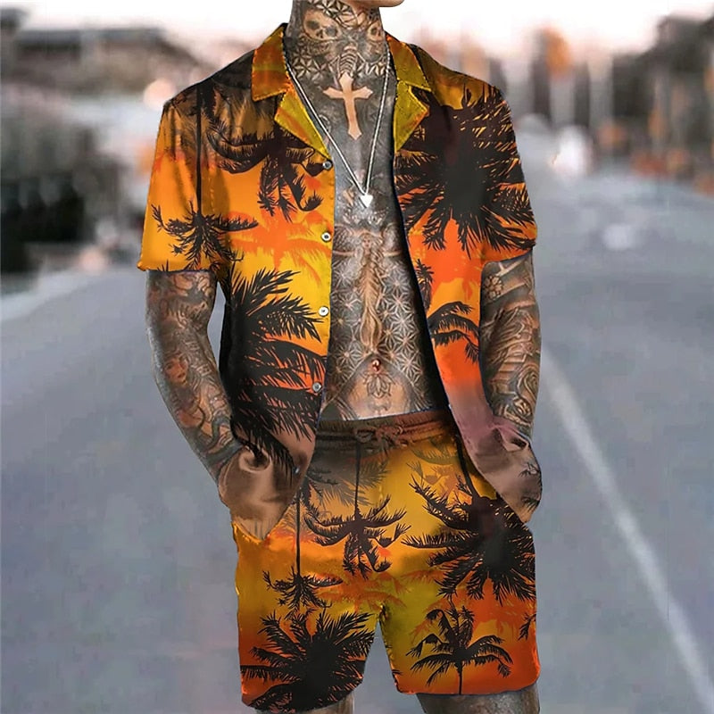 Hawaiian Vacation Print Shirt Set
