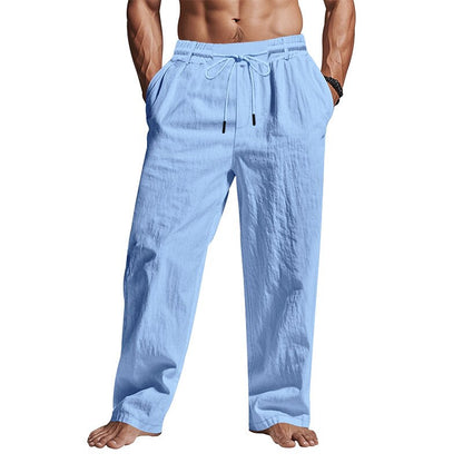 Linen Drawstring Beach Pants with Pockets