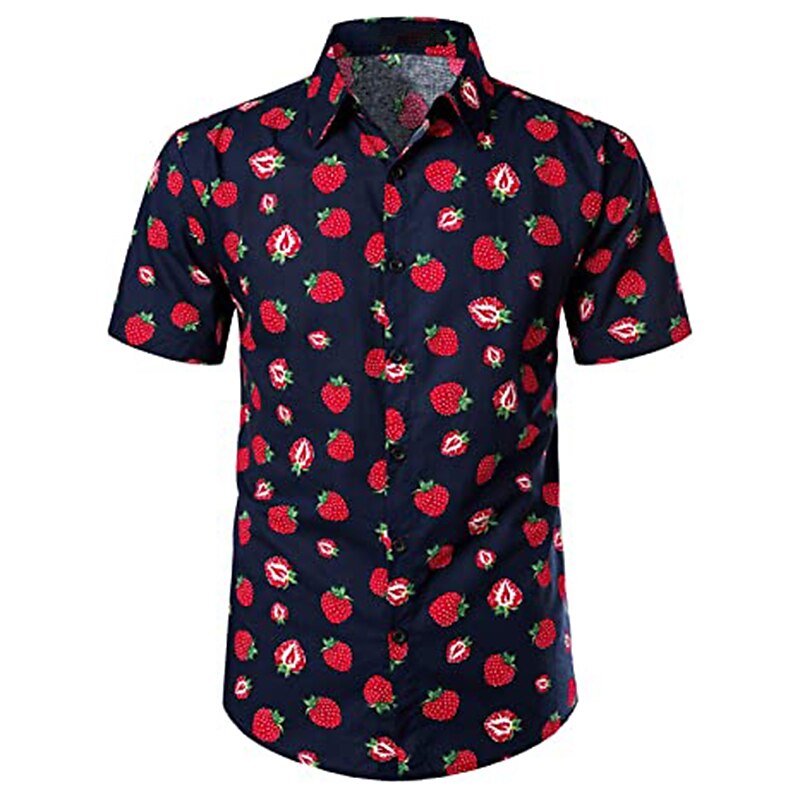 Camisa hawaiana de verano con hojas, frutas y plátanos, camisa hawaiana, camisa de manga corta