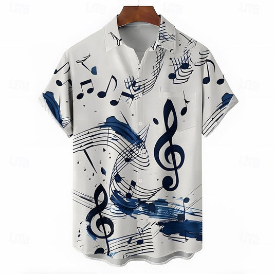 Notas Camisa Casual Camisa Abotonada Manga Corta Casual