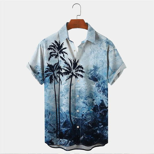 Camisa hawaiana de verano con estampado de palmeras