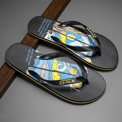 Artistic Flip-Flops – Blue & Yellow Print