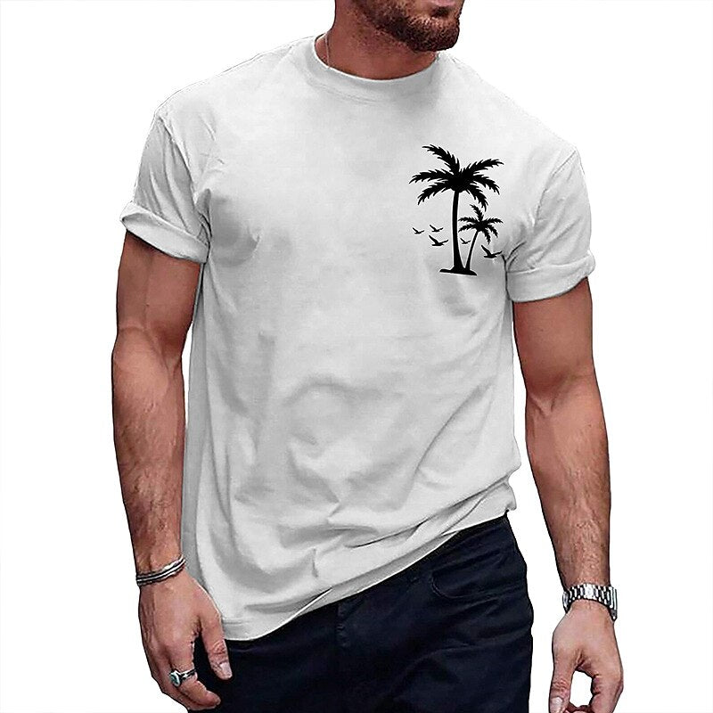 Coconut Tree Print Crewneck T-shirt