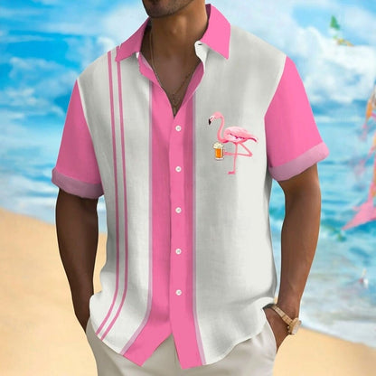 Camisa de bolos con flamencos de Aloha