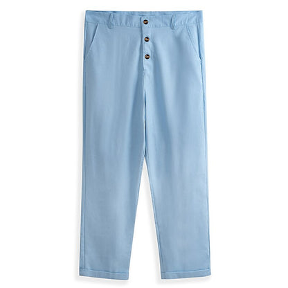 Linen Straight-Leg Business Pants