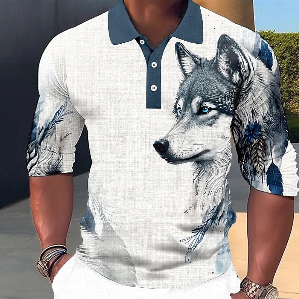 Wolf Long Sleeve Polo Shirt