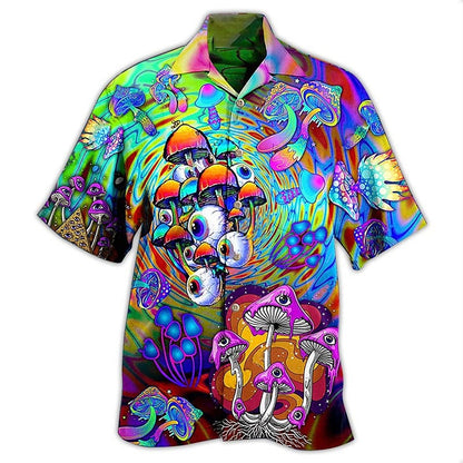 Summer Hawaiian Hippie Mushroom Shirt