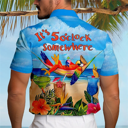 Parrot Letter Print Hawaiian Vacation Shirt