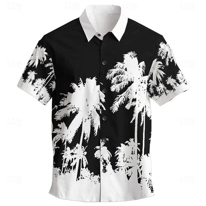 Camiseta con plantas tropicales, palmeras y cocoteros