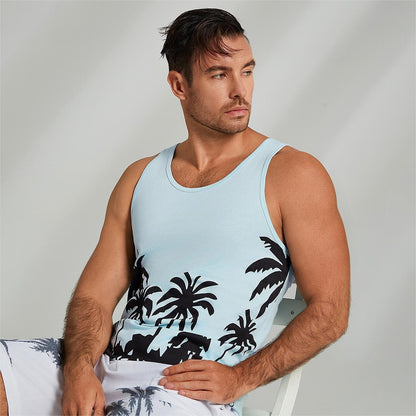 Cotton Graphic Tank Top Coconut Tree