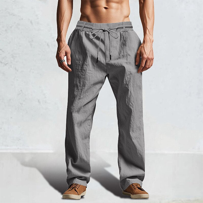 Casual Linen Drawstring Summer Trousers