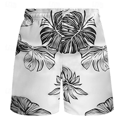 Leaf Graphic Prints Swimming Trunks Board Shorts