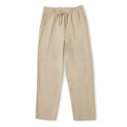Classic Linen Straight-Leg Drawstring Pants