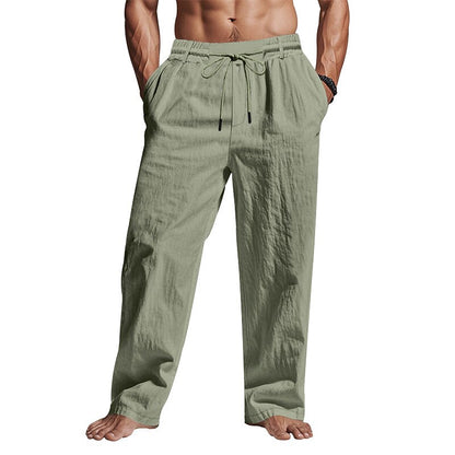 Linen Drawstring Beach Pants with Pockets