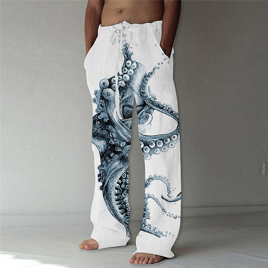 Pantalones de verano con diseño de pulpo vibrante