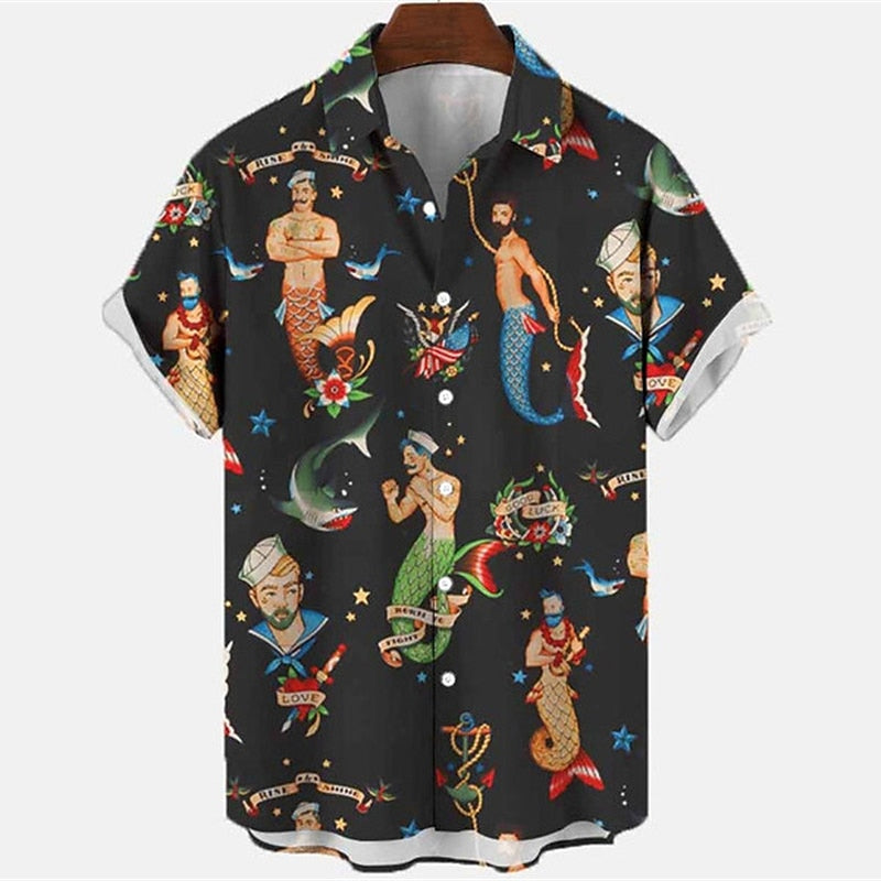 Mermaid Summer Hawaiian Aloha Shirt