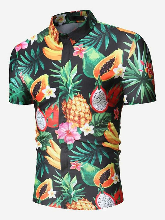 Camisa de piña y fruta Camisa hawaiana de verano Camisa Aloha