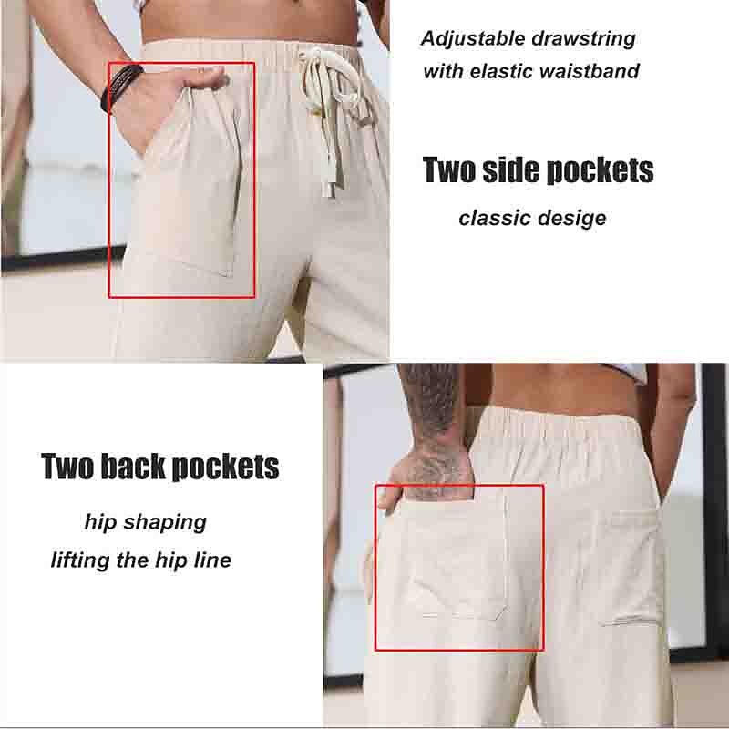 Linen Cotton Blend Beach Pants