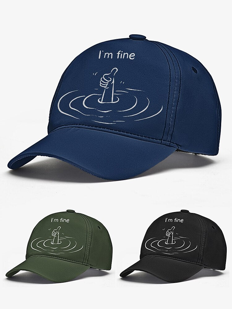 Navy 'I'm Fine' Snapback Cap