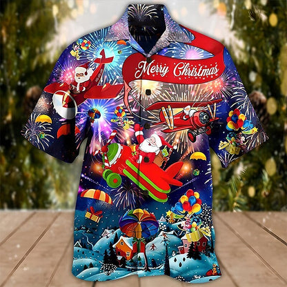 Camisetas estampadas con escenas navideñas y gráfico de Papá Noel