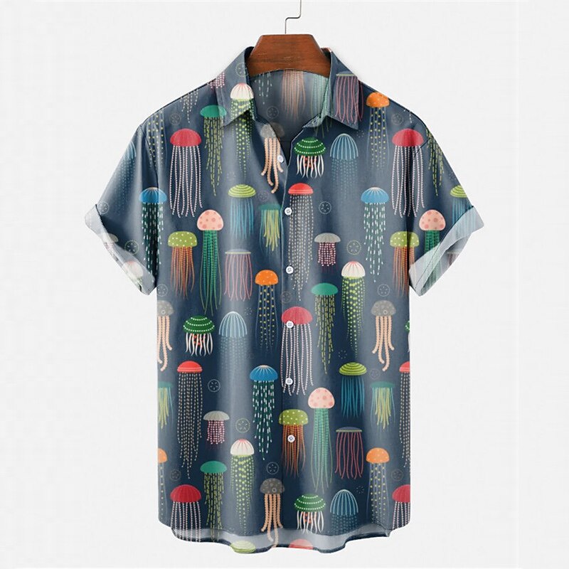 Camisa de pulpo tropical Camisa hawaiana de verano Camisa Aloha