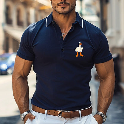 Funny Duck Pattern Polo Shirt Casual Vacation