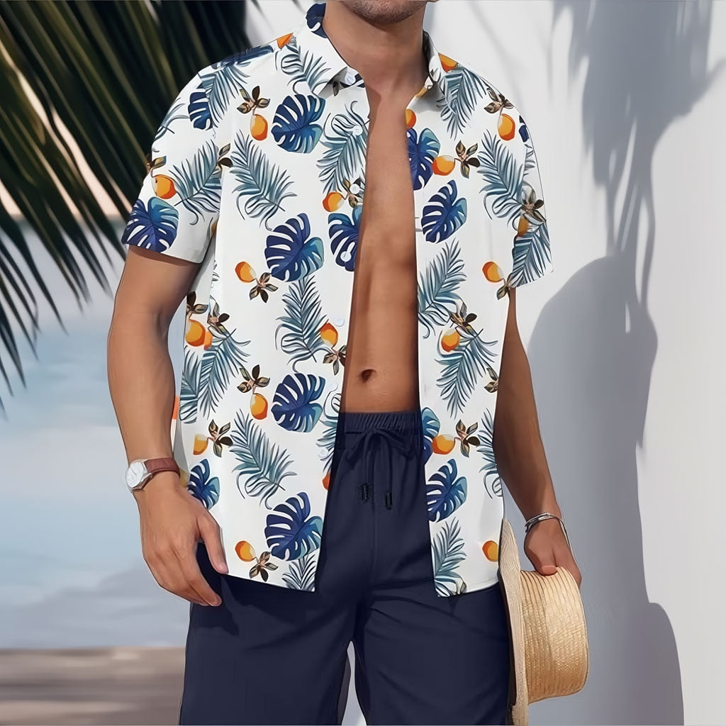 Floral Plant Summer Outdoor Casual Shirt Set