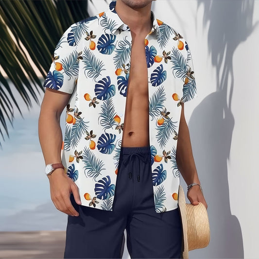 Floral Plant Summer Outdoor Casual Shirt Set