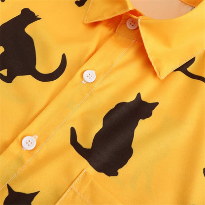 Retro 70s Disco Cat Aloha Shirt