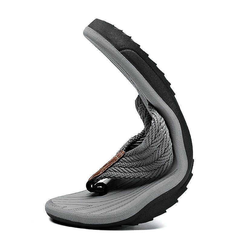 Casual Flip-Flops – Braided Straps & Textured Sole