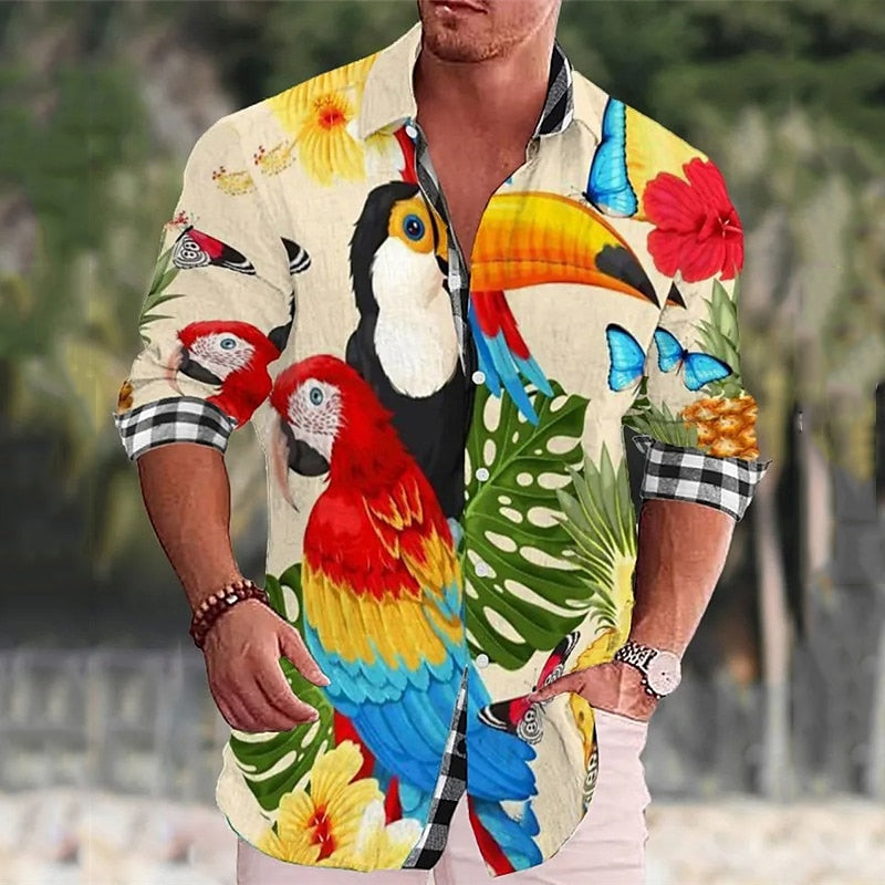 Geometric Parrot Aloha Shirt