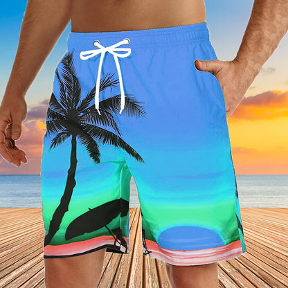 Graphic Coconut Tree Swimming Trunks Board Shorts