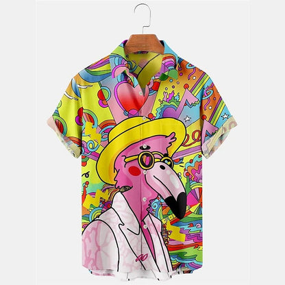 Flamingo Hippie Aloha Shirt