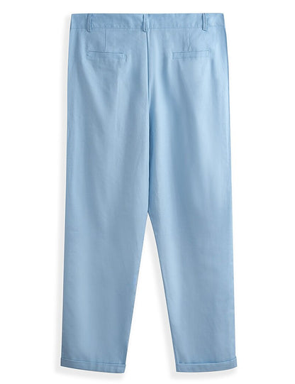 Linen Straight-Leg Business Casual Pants