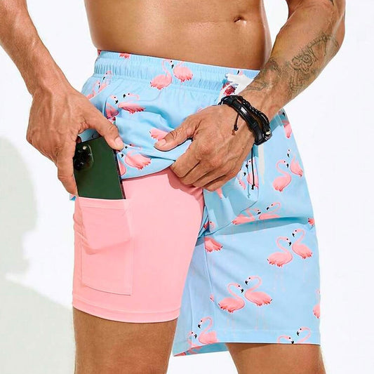 Flamingo Bird 2-in-1 Board Shorts