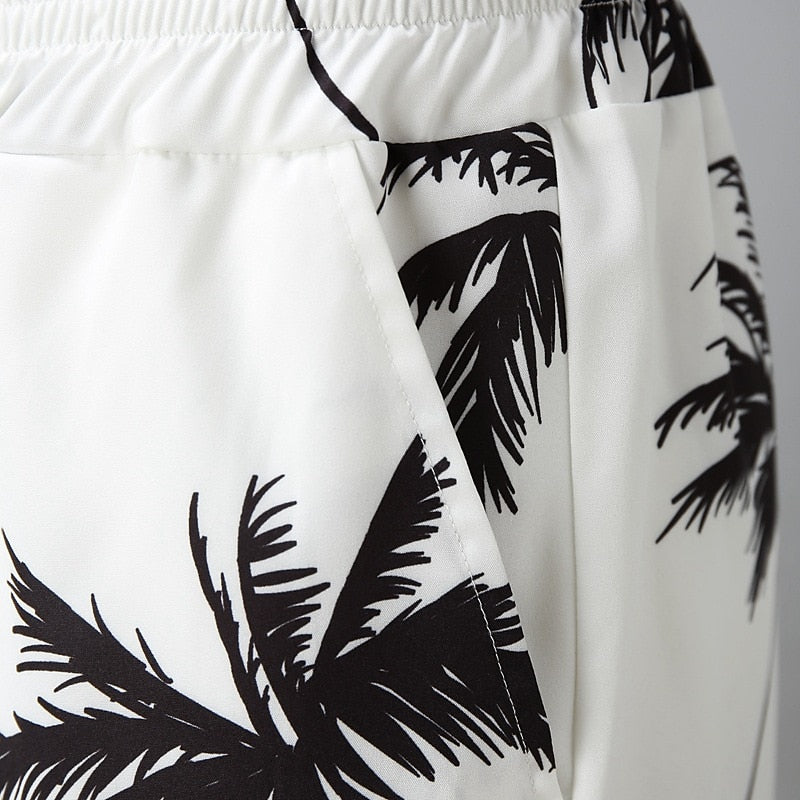 Tropical Leaves Hawaiian Summer Casual Shirt Set