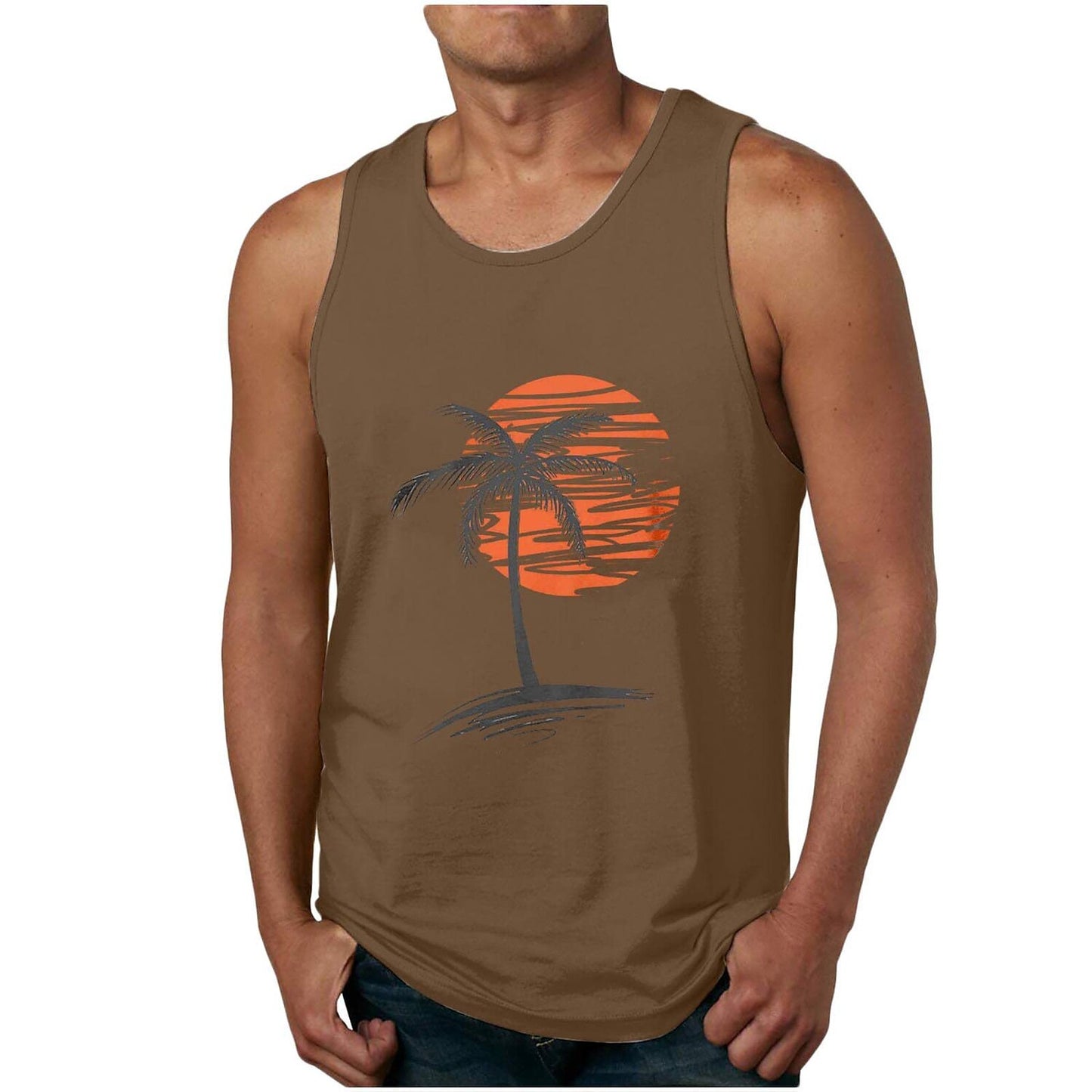 Coconut Tree V-Neck Tank Top