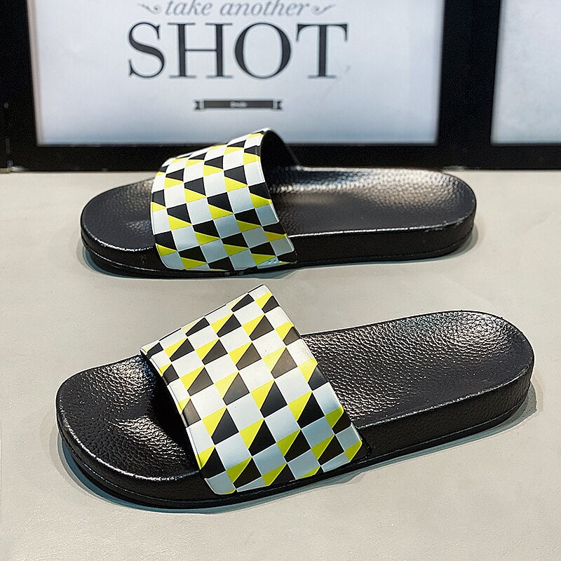 Vibrant Geometric Slide Sandals