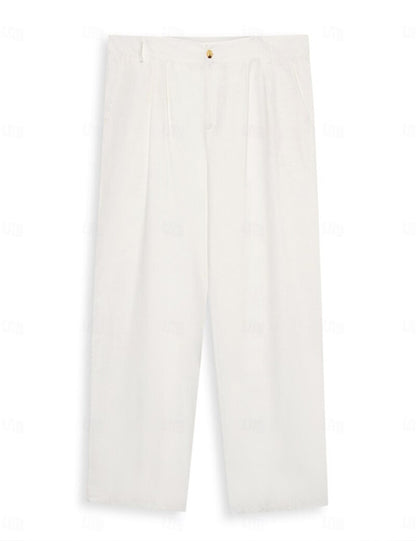 Linen Straight-Leg Dress Pants