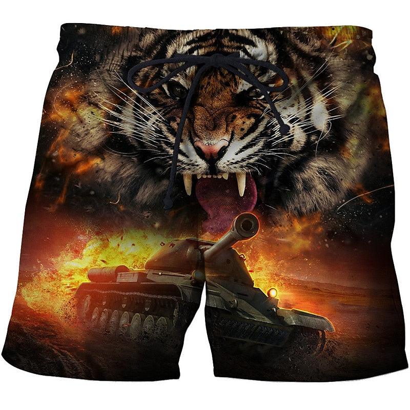 Tiger Letter Swimming Trunks Board Shorts