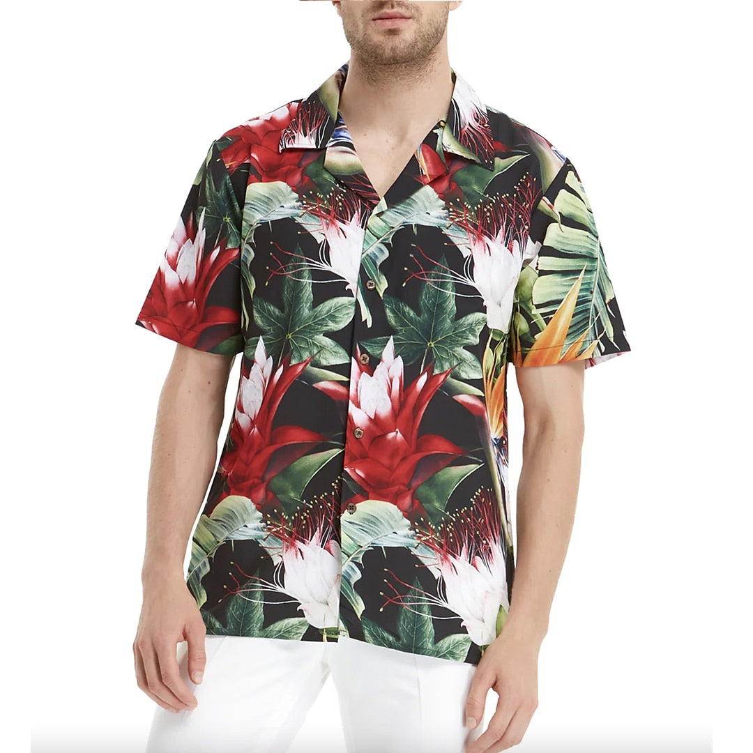 Camisa floral de manga corta deportiva, moda urbana, informal, para vacaciones