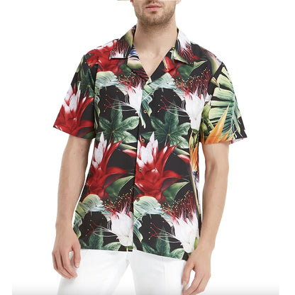 Camisa floral de manga corta deportiva, moda urbana, informal, para vacaciones